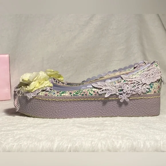 NWOT Irregular Choice platform ballet flats,lilac/mint floral,lace,flower, 7.5 - Picture 7 of 16